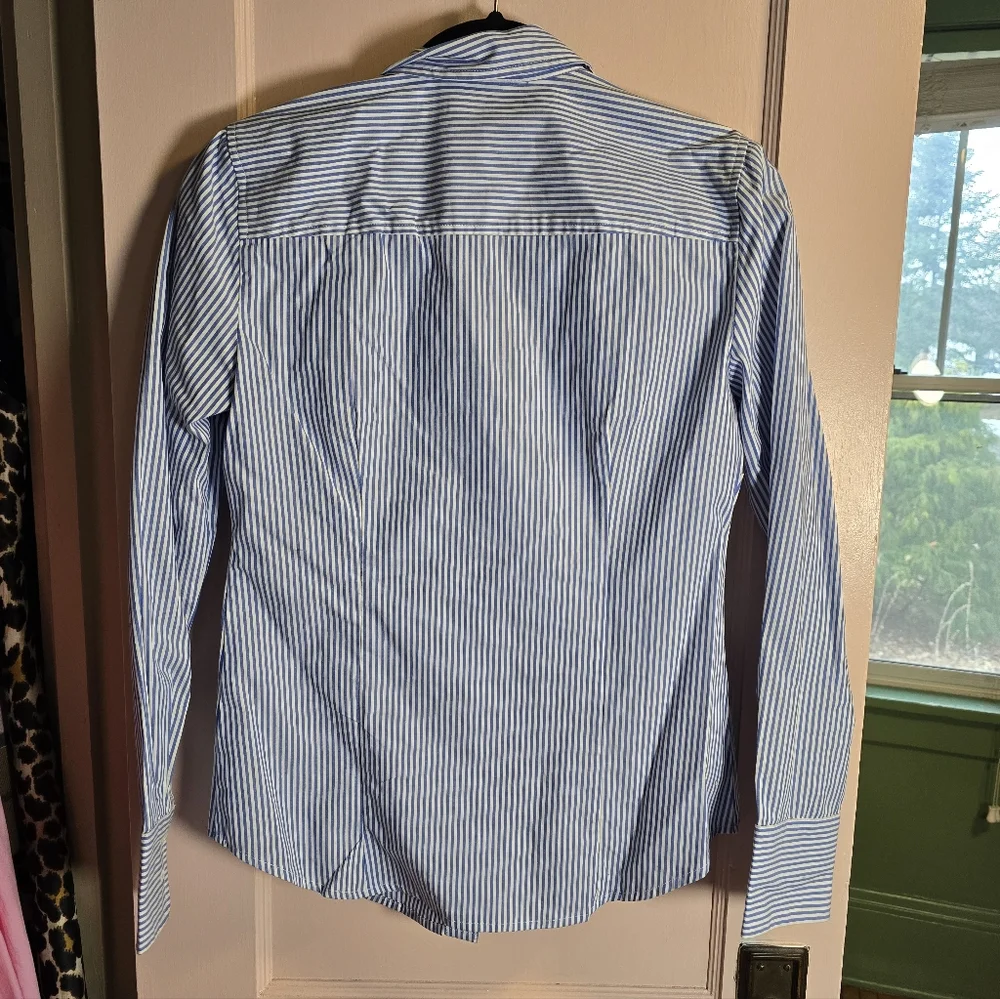 J. Crew Rhinestone Blue Striped Button Down Shirt Size 4